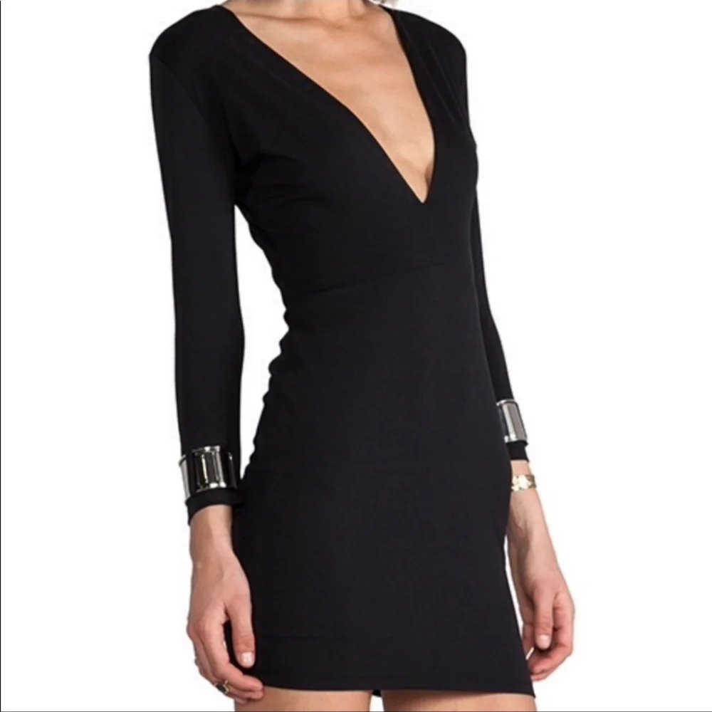 Bec & Bridge Size 10 Plunge Long Sleeve LBD - Picture 4 of 13